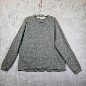 Naturalife Mens XL Gray V-Neck Sweater 100% Cotton Career office hipster dad